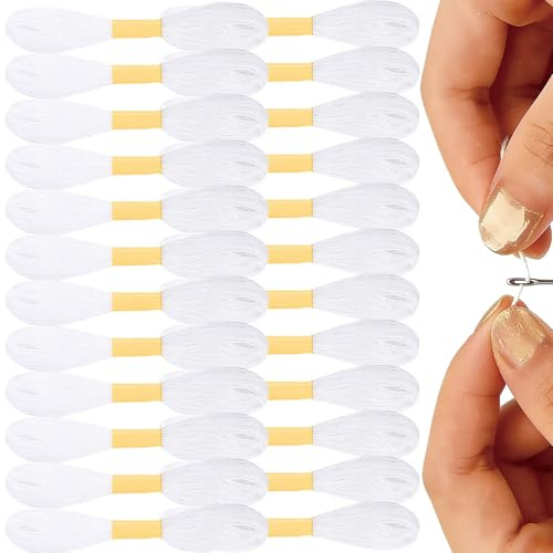 OZNXWRYY Fil à Broder pour Bracelets brésiliens, 24 Fils Blancs, 8,75 m, pour Broderie, Artisanat et créations manuelles, Durable et Facile à Utiliser