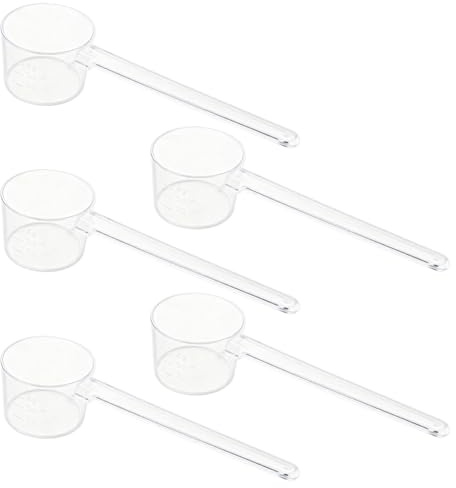 5 pezzi Cucchiaio Dosatore 5g, Cucchiai Dosatori Trasparente in Plastica, Misurino Graduato Trasparente con scala 2g, 3g, 4g, per Cottura, Caffè, Polvere Proteica, Detersivo in Polvere