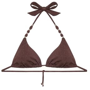 YAMAMAY - Bikini Parte Alta a Triangolo Senza Ferretto, Imbottitura Removibile, Donna, Soraya, Cacao, monocromo