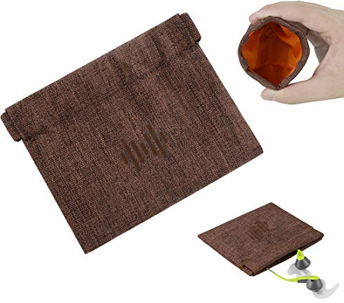 Geekria Weiche elastische Ohrhörertasche/Kopfhörer-Tragetasche/universelle Kopfhörer-Schutztasche/Tasche für Kopfhörer/Münzgeldbörse/tragbare Reisetasche Brauner Stoff