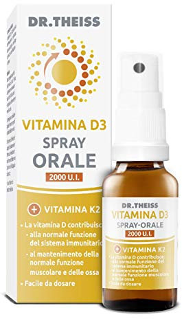 Dr Theiss Vitamina D3 K2 - Spray Integratore Alimentare Multivitaminico 20 ml, per la Normale Funzione del Sistema Immunitario