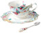 Bone China Coffee Cup and Saucer Set with Spoon, Butterfly Porcelain Tea Cup Ceremic Mugs Coffee Mug Set (B)