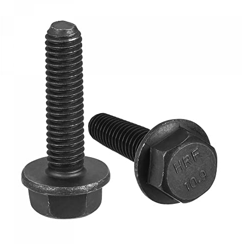 sourcing map Metric M6x25mm Hex Flange Bolts, 10pcs 10.9 Grade Carbon Steel Hexagon Head Screws