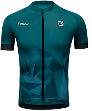 Santic cykeltröjor för herr cykeltröja kortärmad cykeltoppar cykeltröja stretchig med fickor, Grön-2244, 3XL
