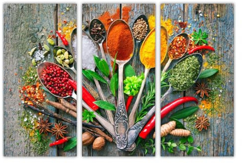 AREDE Set di 3 Stampe da Parete Quadri Moderni Decorazioni da Muro per Casa Soggiorno Camera da Letto e Cucina Spezie| 90 x 60 cm | Pronto da appendere