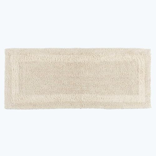 HOMESCAPES Tappeto da bagno lungo, runner di lusso, 100% cotone, reversibile, antiscivolo, lavabile, super assorbente, asciugatura rapida, colore crema naturale