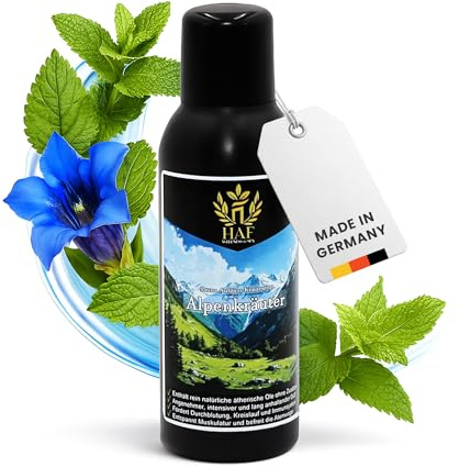 HAF Sauna Concentrato per infusione di erbe alpine 250 ml | Profumo per sauna con oli essenziali naturali | Infusione per sauna senza additivi artificiali | Olio per sauna per un profumo intenso e