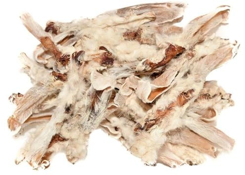 1kg Premium Rabbit Ears with Fur, Hair Furry Air Dried, Natural De-Wormer By Two Amigos Pet Supplies