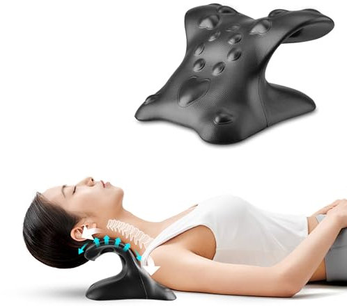 SupRovare Rilassante per Collo e Spalle, Cuscino Cervicale, Massaggiatore Cervicale,Trazione Cervicale, Dispositivo per il Dolore Cervicale e del Collo, Cuscino per la Trazione(Nero)