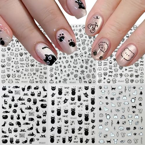 WhaleO 6 Hojas Pegatinas Uñas Decoración para Niñas Stickers Autoadhesivos DIY