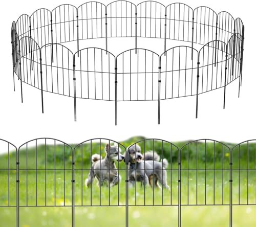 Metal Garden Fence 320CM(L) × 61CM(H),10/20 Pack Dog Fencing No Dig Decorative Fences for Garden Flower Bed and Animal Barrier, for Yard Patio Outdoor Decor (20)