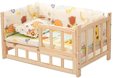 Generisch Lettino per cani in legno: letto refrigerato rialzato con griglie e cuscini per cani grandi, medi e piccoli – Struttura robusta in legno