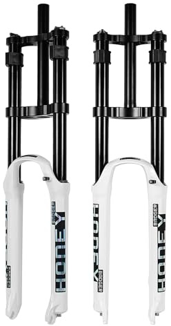 HZXQCVB 26/27.5/29 Downhill Mountain Bike Air Fork 1-1/8 Straight Tube Double Shoulder Suspension Front Fork 140mm Travel Bikes Fork 9 * 100mm QR(White,29'')