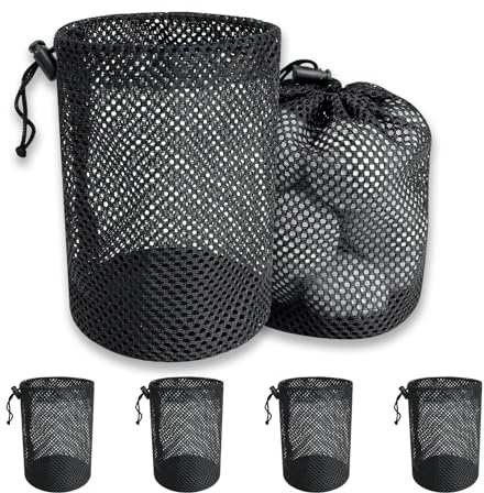 Golf Ball Storage Bag-6 Pack Mesh Bags with Drawstring,Golf Shag Bag Organizer,Sports Equipment Organizer Sack,for Collecting Half Balls Tennis Beach Trave (10 * 15cm)