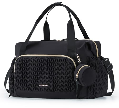 mommore skötväska barnvagn stor klinikväska födelse på väg | 45 x 22 x 28 cm blöjväska arrangör med flera fack nappfodral skötunderlag isoleringslager, mammaväska resa babyväska