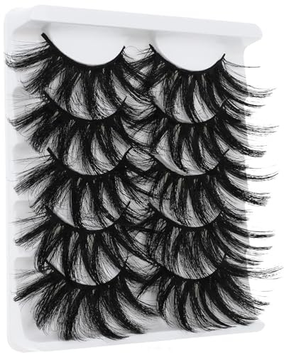 Cils 3D, faux cils, 5 paires de multicouches de 25 mm, vison artificiel dramatique 5D, épais et moelleux
