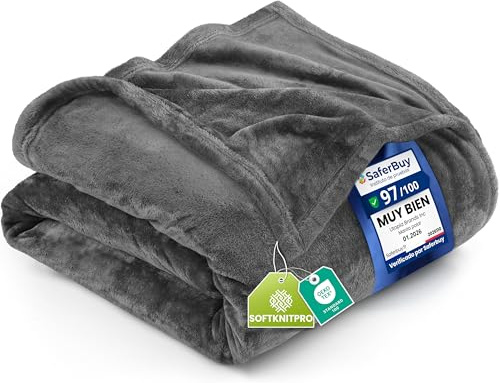 Utopia Bedding Kuscheldecke flauschig Fleecedecke [228x228 cm, Grau] leichte, Warm Winter Decke, Weich und atmungsaktive Decke für Bett Sofa und Couch