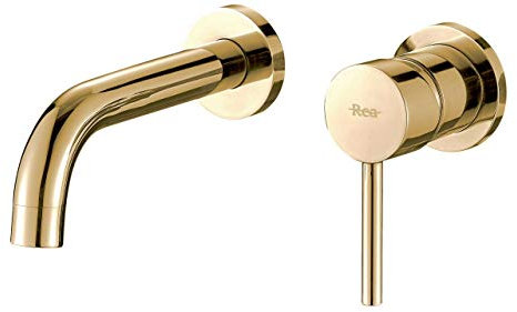 Rea ROBINET DE LAVABO/BAIGNOIRE ENCASTRÉ LUNGO L.GOLD + BOX Mitigeur Salle de Bain en Laiton Monocommande Chaude et Froide Réglable Robinet de Lavage à la Main (or)