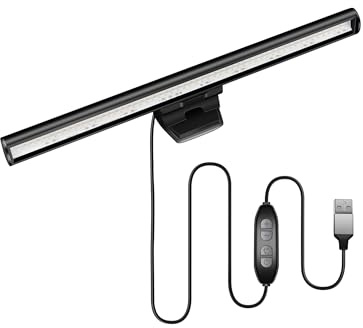 HIOUME Laptop Monitor Light Bar, USB e-Reading LED Task Lamp, 3 Adjustable Color Temperature, 10 Dimming Brightness Levels, No Screen Glare, Space Saving, Eye Health Care, Portable for Travel