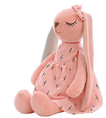 Herbests Plüschpuppe – niedliches Kaninchen mit Langen Ohren, weiches Plüschspielzeug, Kinder – schlafende Matte, 35 cm, Rosa