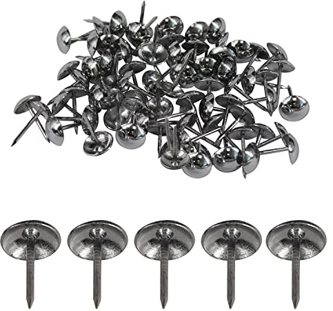 Weddecor Tappezzeria Chiodi Testa Rotonda Perno Decorativo Pollice Spille Chiodo Per Mobili, Divano In Legno, Sedia, Tappeto, Progetti FAI DA TE 15mm x 9mm, Argento Cromato 100pcs