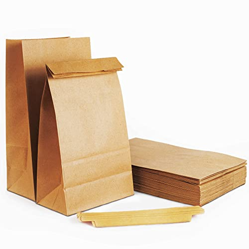 PADUZA Papiertüten Braun 50 Stück - 80 g/m² Hartboden Kraftpapier Tüten- Hohe Qualität Papiertüten Klein (26x14x8cm) – Perfekt zum Selbermachen, Kalender, Geschenkpapier - 25 Verschlussklips