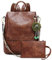 Love Deliver Rucksack Geldbörse für Damen Leder Mode Designer Damen Schultertaschen Reiserucksack mit Handgelenken, 3-1 beige mit braun, Medium, Rucksack für Damen