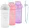 Twistshake Baby Training Sippy Cups Set - 4 Piece | 3 x Sippy Cups with Straw - 2 x Straws - 1 x Straw Cup Leak Proof | Leakproof Baby Water Bottles | Baby Drinking Cup | 6+ Months | Pink Purple