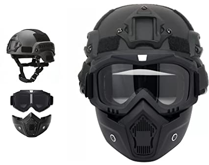 MICH Caschi tattici con maschera staccabile per Airsoft, Paintball e Caccia - Perfetti per le attività all'aperto