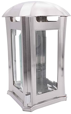 Lanterne funéraire en acier inoxydable arrondie moderne avec verre à facettes 24 cm