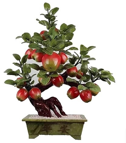 Pequeño árbol Bonsái Artificial Adorno de manzana de Jade Extra grande, manualidades decorativas for el hogar, decoración moderna for el hogar, artesanía de Jade, regalo Decoración de Vegetación de Pl