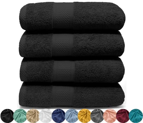 LEBENGOOD Handtücher Set, 4 Handtücher 50x90 aus Baumwolle - 100% Oeko-TEX®, Handtuch, Gästehandtücher, Badetuch, Badetücher, Duschtuch, Duschhandtuch, Badehandtuch, Duschtücher. (4 50X90 Negro)
