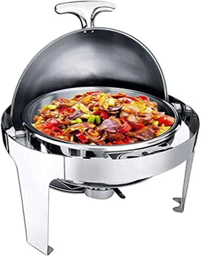 Chafing Dish de Acero Inoxidable, Juego de Chafing Dish de 6 L, Calentador de Alimentos, Juego de Chafing Dishes para Catering, Calentador de Buffet con Marco Plegable, para Catering Buffet (Tamaño: 6