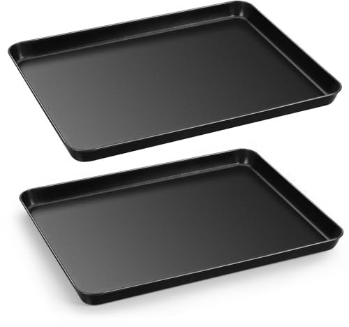 Herogo Non Stick Baking Trays for Oven, Carbon Steel Oven Tray Set of 2, Rectangle Large Baking Sheet Pan for Baking Cooking Roasting, Wrap Resistant & Non-Toxic, 40.3x30.3x2.5 cm