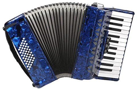 Acordeón de Celuloide, Acordeón Diatónico ABS 26 Teclas 48 Bajos Instrumento de Teclado de Piano Educativo con Correas Ajustables, Exquisito Acordeón de Piano de Celuloide para
