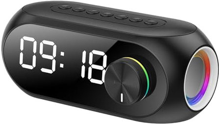 Horloge avec haut-parleur sans fil, rechargeable par USB - Radio-réveil avec haut-parleur sans fil | Horloge numérique, double alarme avec Snooze, affichage LED