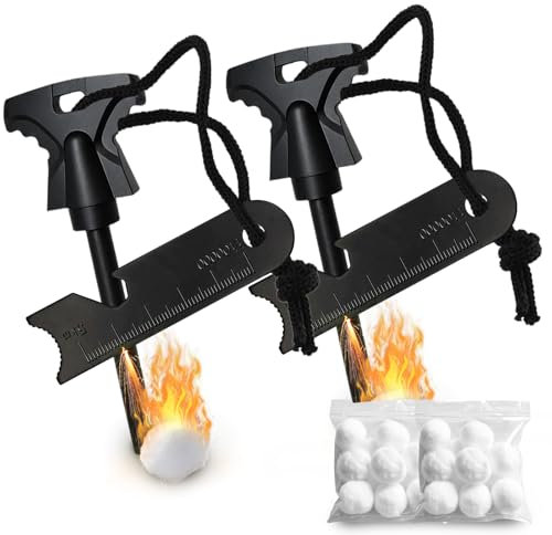 HOPKASE 2PCS Magnesium Fire Starter with Striker, High Temp Magnesium Rod, Ferro Rod Fire Starter Survival Tool with 20Pack Waterproof Tinder and Steel Fire Striker for Camping, Hiking and Emergency