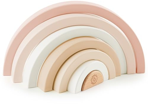 Bieco Regenbogen Holz REH Ella | Stapelturm Baby | Steckspiel Holz Regenbogen Montessori Regenbogen Deko Stapelturm ab 1 Jahr Holzregenbogen Kinder Stapelsteine Baby Stapelturm Stapelspiel ab 1 Jahr