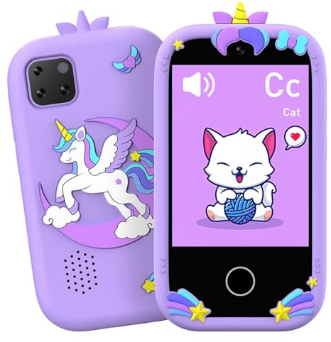 Annadue Téléphone Intelligent pour Enfants à écran Tactile de 2,8 Pouces, 32 Go de Mémoire avec 18 Jeux éducatifs Caméra Mp3 Mp3 Mp4 Lecteur pour Les Filles et Les Garçons (Purple)