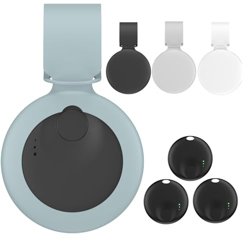 Air Tracker Tag Android Smart Tag, GPS Tracker Schlüsselfinder Android kompatibel mit Google Mein Gerät Finden, Bluetooth KeyFinder für Gepäck/Reisepässe/Koffer/Geldbörse (4 Black+ Hülle)