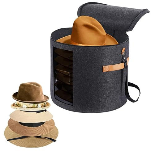 Caja Para Sombreros De - Sombrero Grande De 19 De Profundidad X 17 De Alto, Estuche De Almacenamiento, Organizador De Viaje Portátil, Diseño Plegable Visible | Soporte Decorativo Para Sombre