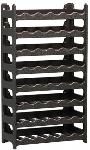 CookandSupply x TheWV Cantinetta Vino in Plastica Modulare Impilabile, Portabottiglie Effetto Pelle Martellata, 6 Bottiglie per Modulo, Scaffale Portavino Salvaspazio - Nero, 48