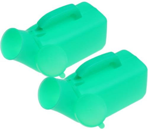 DIYEAH Lot de 2 Urinoirs Masculins 1200 Ml en Plastique Épaissi Vert Couvercle Aléatoire, Bouteille à Urine Pratique Étanche, Réutilisable pour Voyage, Camping et Soins Couleur Aléatoire