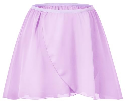 Bezioner Ballettrock Wickelrock Tanz Rock aus Chiffon zum Reinschlüpfen für Mädchen und Damen Lila L