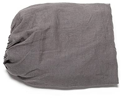LinenMe Gewaschene Spannbettlaken 140x200cm, 100% Leinen - Bettwäsche Bettlaken mit Gummizug - Spannbetttuch, Fitted Sheet 140x200 - Graphite
