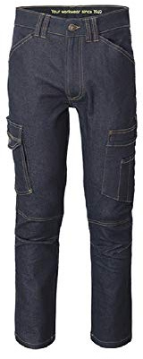 Rossini A00147 Pantalone Jeans Cargo Soul da lavoro multitasche unisex in denim stretch chiusura con cerniera e bottone Blu (numeric_46)