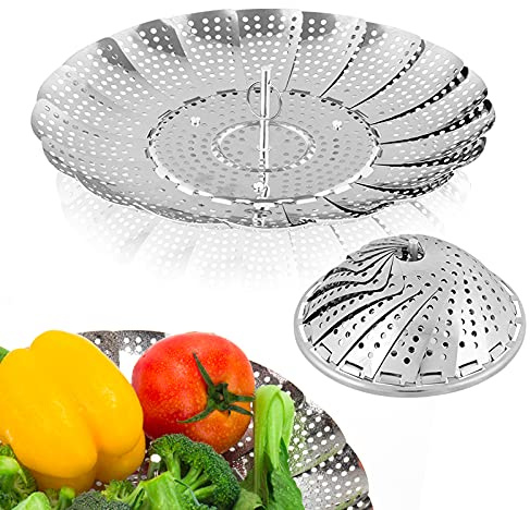 Vegetable Steamer Basket, Premium Stainless Steel Veggie Steamer Basket - Folding Expandable Steamers to Fits Various Size Pot Small by SAYFINE (5.5 to 9.2)