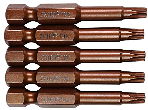 ZHIDA Security Torx T20H Schraubendreher-Bits T20 mit Loch 5 PC, Grau