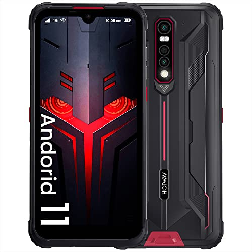 HOTWAV Cyber 8 Outdoor Unlocked Mobile Phone 4G Rugged Smartphones Dual SIM, Android 11 8280mAh 6.3 Inch IP68 IP69K Waterproof 16MP Triple Camera 4GB + 64GB (SD up to 256 GB), NEC/OTG/GPS/Face ID Red