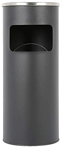 Mülleimer mit Aschenbecher für den Außenbereich, Standaschenbecher aus Edelstahl mit Mülleimer, Aschenbecher, Höhe 60 cm, für den Innen- und Außenbereich (Schwarz/1)